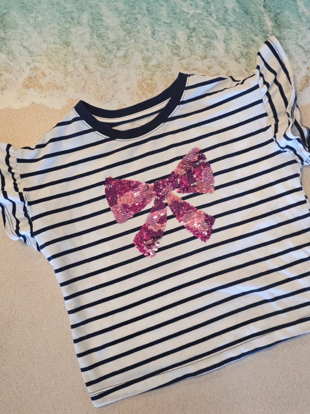 Jumping Beans Girls Sequin Bow Ruffled Top